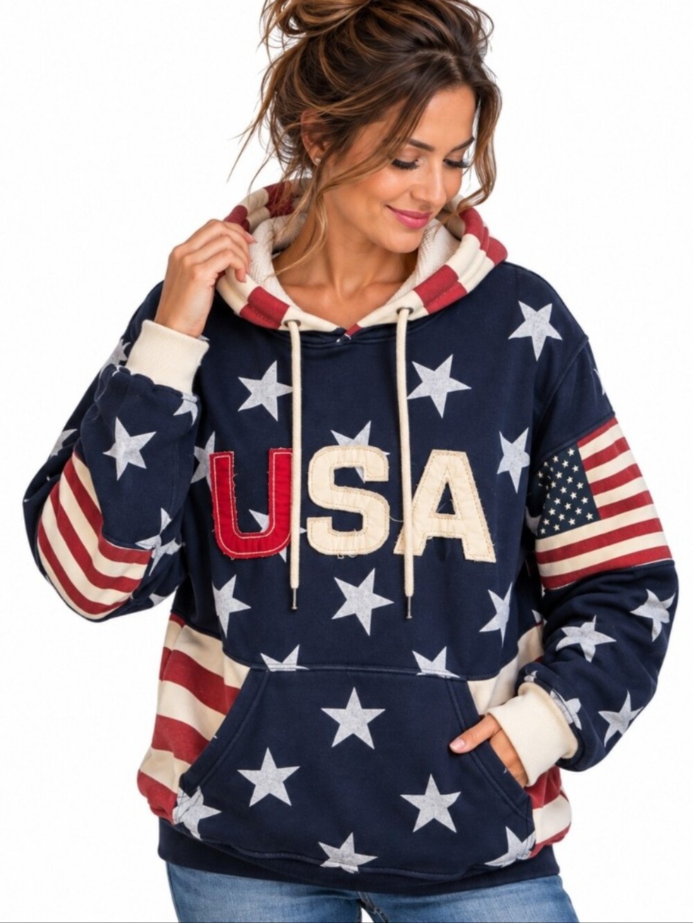 California Citywear USA Stars & Stripes Patriotic Hoodie XL